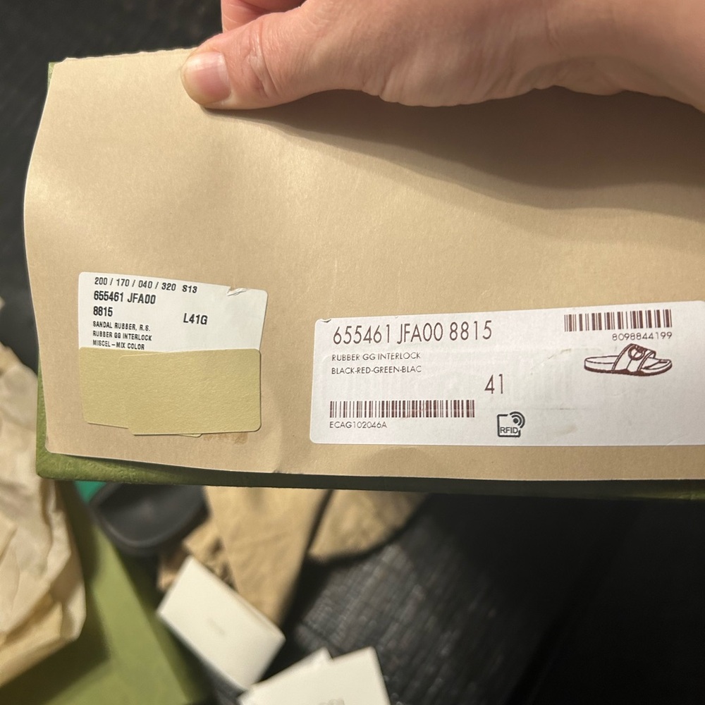 Gucci Black and Green Slides with Red Accent - Picture 8 of 9